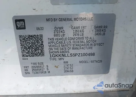 2023 GMC Acadia Awd At4 from USA, damaged, VIN 1GKKNLLS5PZ100498